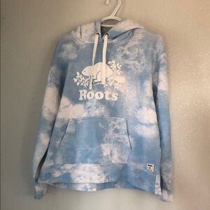 Roots | XL | Women’s Sky Blue and White Hoodie
